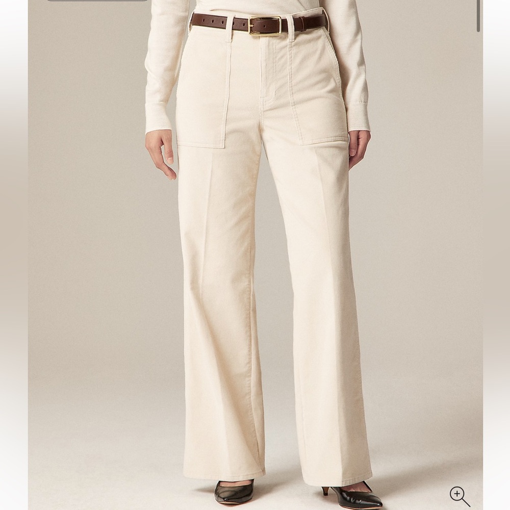 J. Crew Camp-pocket wide-leg pant in stretch corduroy - black size 31